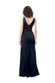 Dark Navy High Neck Sleeveless V-Back A-Line Formal Dress