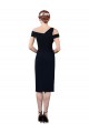 Dark Navy Off the Shoulder Sleeveless Stretch Crepe Mermaid Formal Evening Dress