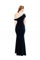 Dark Navy One Shoulder Sleeveless Mermaid Formal Evening Dress