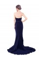 Dark Navy Strapless Sleeveless Low Back Mermaid Semi Formal Evening Dress