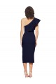 Dark Navy One Shoulder Sleeveless Stretch Crepe Sheath Formal Evening Dress