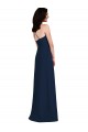 Dark Navy Halter Neck Sleeveless Open Back Trumpet Semi Formal Evening Dress