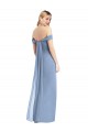Dusty Blue Off the Shoulder Sleeveless Low Back Mermaid Semi Formal Evening Dress