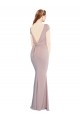 Dusty Pink Boat Neck Cap Sleeves Tie Back Mermaid Formal Evening Dress
