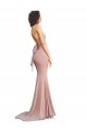 Dusty Pink V-Neck Sleeveless Low Back Mermaid Formal Evening Dress