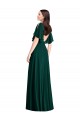 Ever Green Bateau Neck Bell Sleeves V-Back A-Line Semi Formal Evening Dress