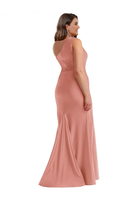 Georgia Peach One Shoulder Sleeveless Mermaid Black Tie Plus Size Evening Dress