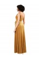 Gold V-Neck Sleeveless V-Back Column Black Tie Evening Dress