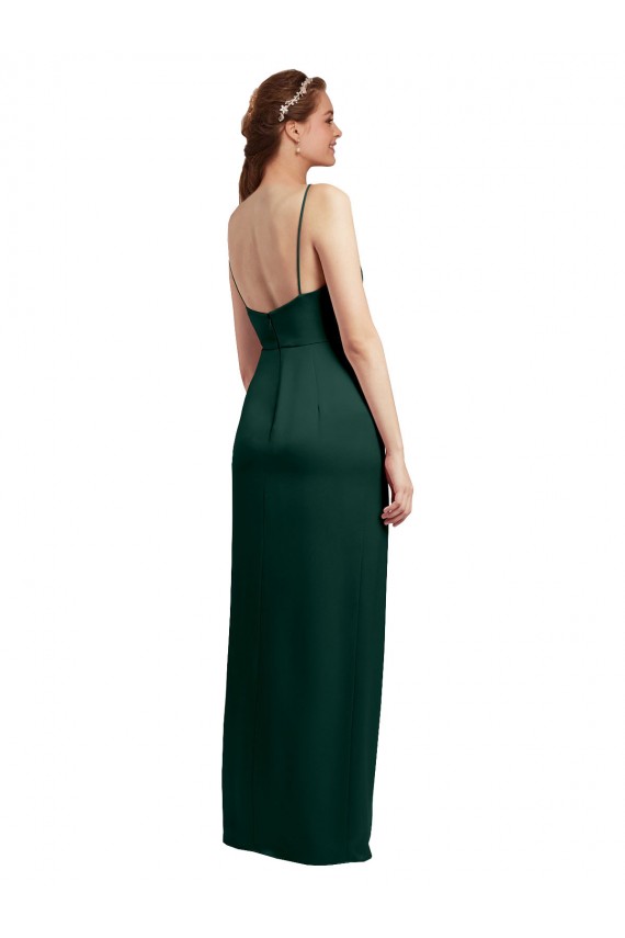 Hunter Square Neck Sleeveless Low Back Column Formal Evening Dress