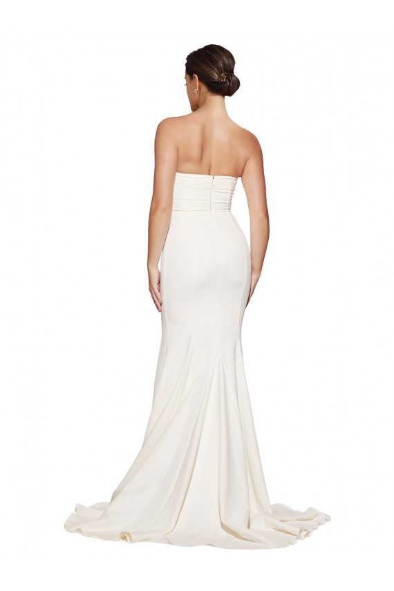 Ivory Strapless Sleeveless Low Back Mermaid Formal Evening Dress