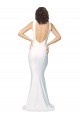 Ivory High Neck Sleeveless V-Back Sheath Formal Evening Dress