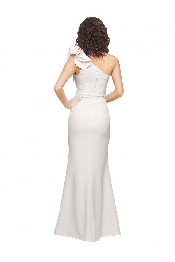 Ivory One Shoulder Sleeveless Sheath Formal Evening Dress