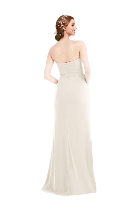 Ivory Strapless Sleeveless Trumpet Semi Formal Evening Dress