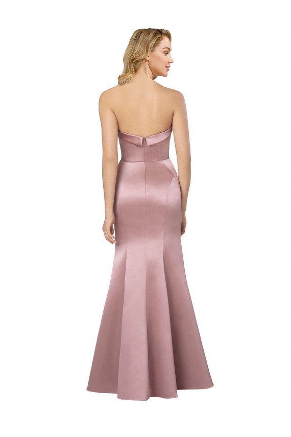 Light Sky Blue Strapless Sleeveless Low Back Sheath Formal Evening Dress