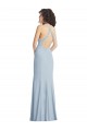 Light Sky Blue High Neck Sleeveless Open Back Trumpet Formal Evening Dress
