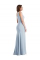 Light Sky Blue One Shoulder Sleeveless Trumpet Formal Evening Dress