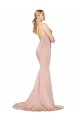 Mauve High Neck Sleeveless Low Back Mermaid Formal Dress
