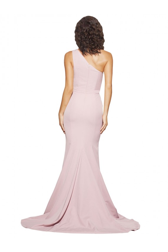 Mauve One Shoulder Sleeveless Sheath Semi Formal Evening Dress