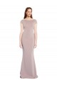 Dusty Pink Boat Neck Cap Sleeves Tie Back Mermaid Formal Evening Dress