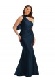 Dark Navy Halter Neck Sleeveless Mermaid Plus Size Formal Evening Dress