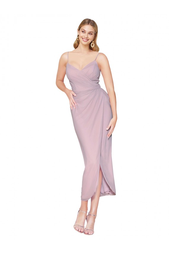 Primrose High Neck Sleeveless V-Back Soft Chiffon Mermaid High Low Evening Dress