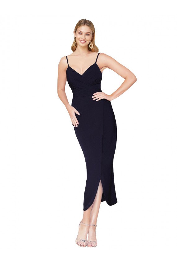 Dark Navy High Neck Sleeveless V-Back Mermaid Formal Dress