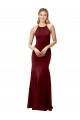 Burgundy Gold High Neck Sleeveless Open Back Mermaid Formal Evening Dress