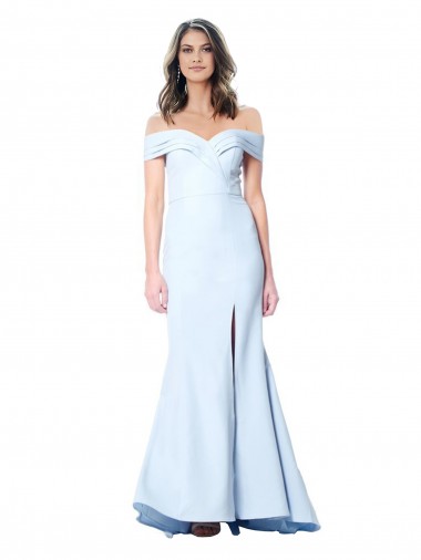 Cheapest Light Sky Blue High Neck Sleeveless Mermaid Evening Gown