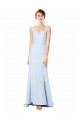Light Sky Blue High Neck Sleeveless Stretch Crepe Mermaid Formal Dress