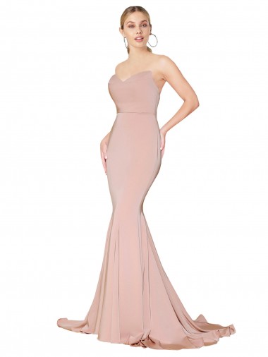 Cheapest Mauve High Neck Sleeveless Low Back Mermaid Formal Dress