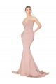 Mauve High Neck Sleeveless Low Back Mermaid Formal Dress
