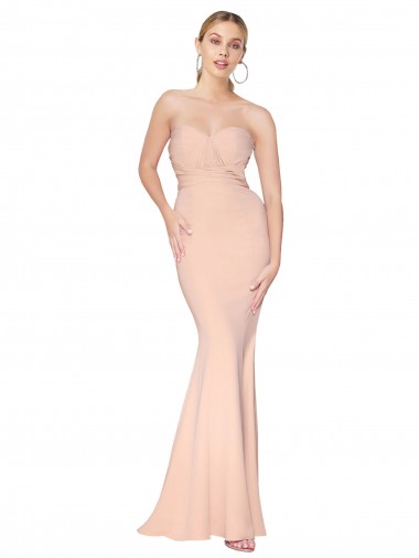 Cheapest Nude High Neck Sleeveless Mermaid Formal Dress