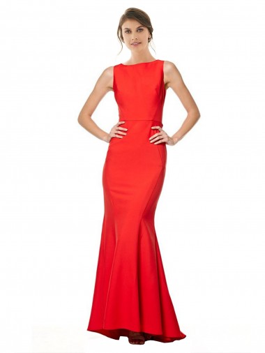 Cheapest Red High Neck Sleeveless Open Back Mermaid Evening Dress