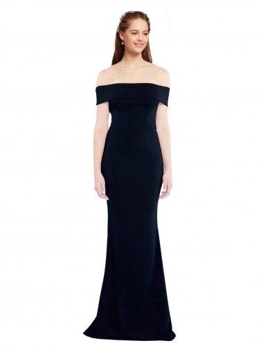Cheapest Dark Navy Off the Shoulder Sleeveless Keyhole Back Mermaid Formal Dress
