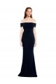 Dark Navy Off the Shoulder Sleeveless Keyhole Back Mermaid Formal Dress