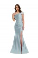 Light Sky Blue One Shoulder Sleeveless Mermaid Formal Evening Dress