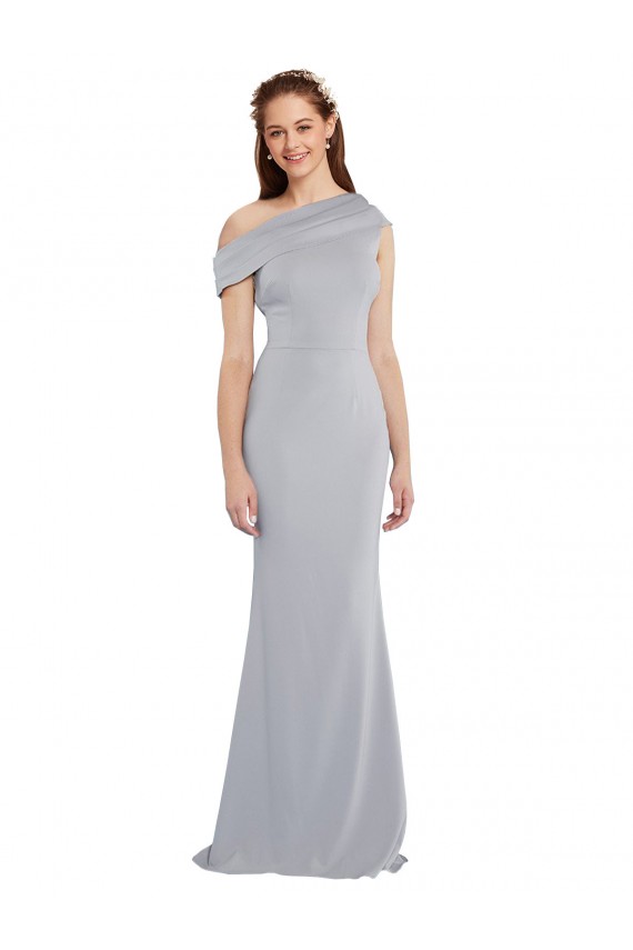 Grey One Shoulder Sleeveless Mermaid Formal Dress