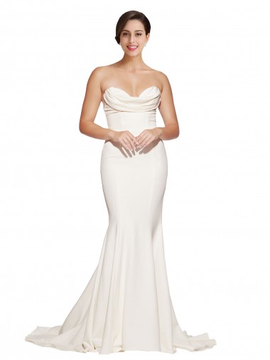 Cheapest Ivory Strapless Sleeveless Low Back Mermaid Formal Evening Dress