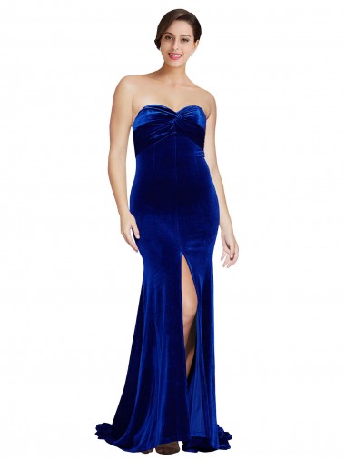 Cheapest Royal Blue Strapless Sleeveless Low Back Mermaid Formal Evening Dress