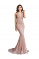 Dusty Pink V-Neck Sleeveless Low Back Mermaid Formal Evening Dress