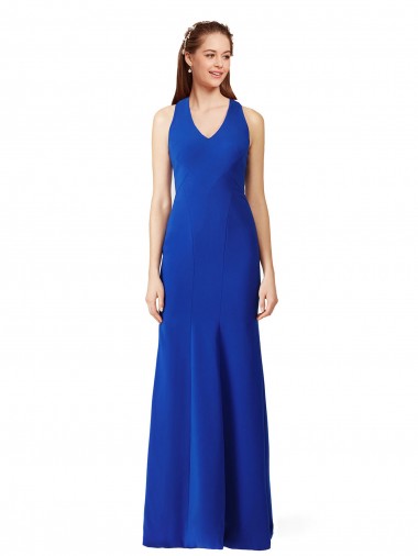 Cheapest Royal Blue V-Neck Sleeveless Mermaid Formal Evening Dress