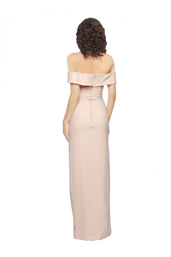 Nude Off the Shoulder Sleeveless Low Back Mermaid Formal Evening Dress