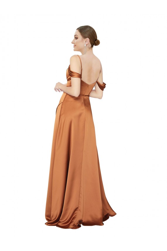 Orange Sweetheart Cold Shoulder Low Back A-Line Formal Evening Dress