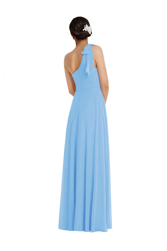 Periwinkle One Shoulder Sleeveless Trumpet Semi Formal Evening Dress
