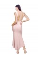 Pink High Neck Sleeveless Low Back Sheath High Low Evening Dress