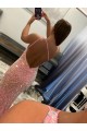 Pink One Shoulder Sleeveless Sheath Evening Dress