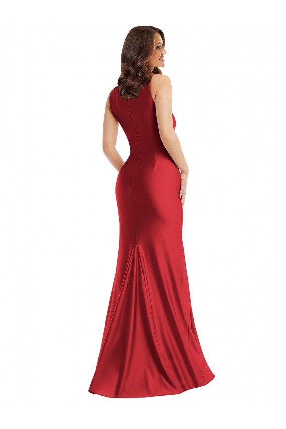 Red Square Neck Sleeveless Mermaid Plus Size Formal Evening Dress