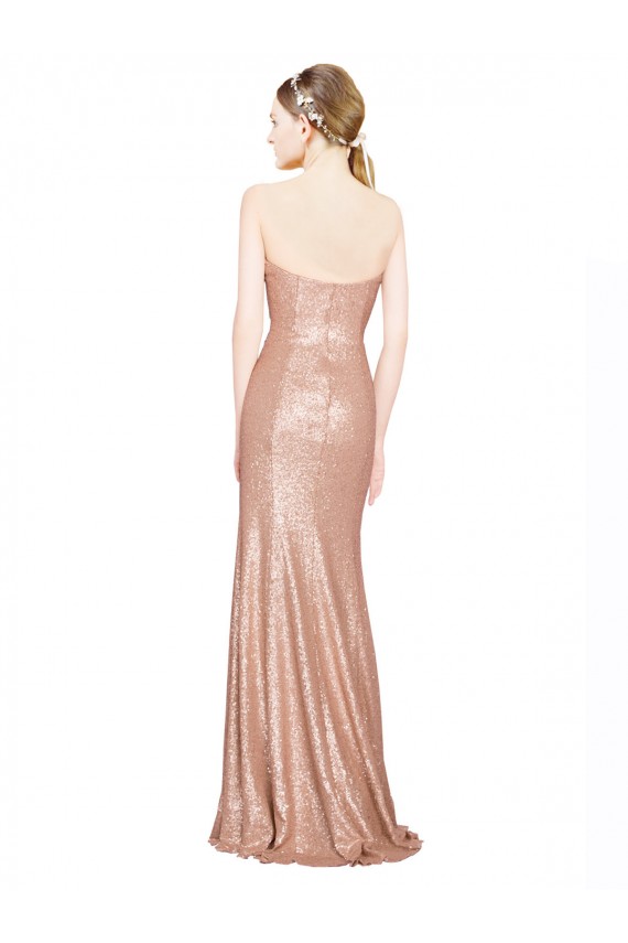 Rose Gold Sweetheart Sleeveless Low Back A-Line Formal Evening Dress
