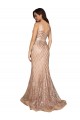 Rose Gold V-Neck Sleeveless V-Back Mermaid Plus Size Formal Evening Dress