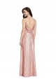 Rose Gold V-Neck Sleeveless Low Back Sheath Formal Evening Dress